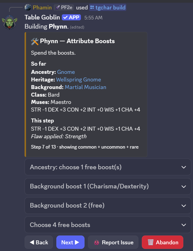 The attribute boosts step