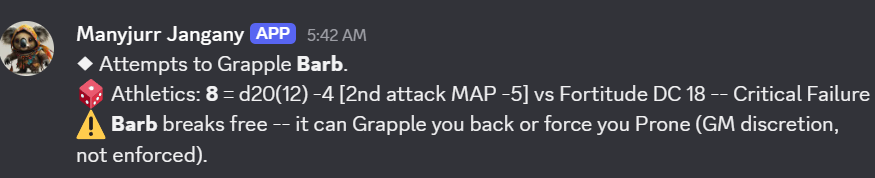 The result of a Grapple