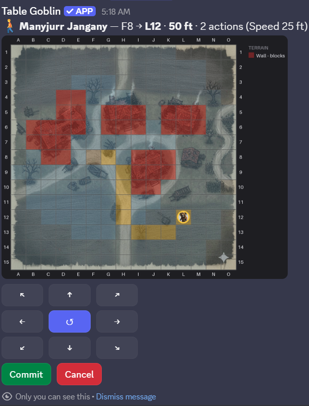 Planning a move on the battle map