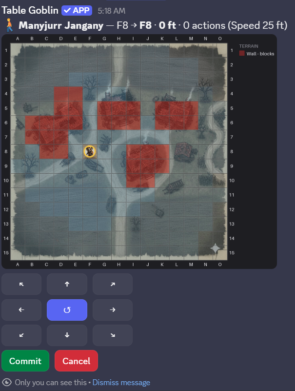 A turn announced with the battle map